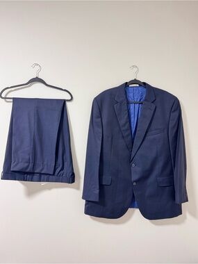 Joseph Abboud Suit (NWOT)48R 42W Navy Blue Pinstripe Angelico Super 140s